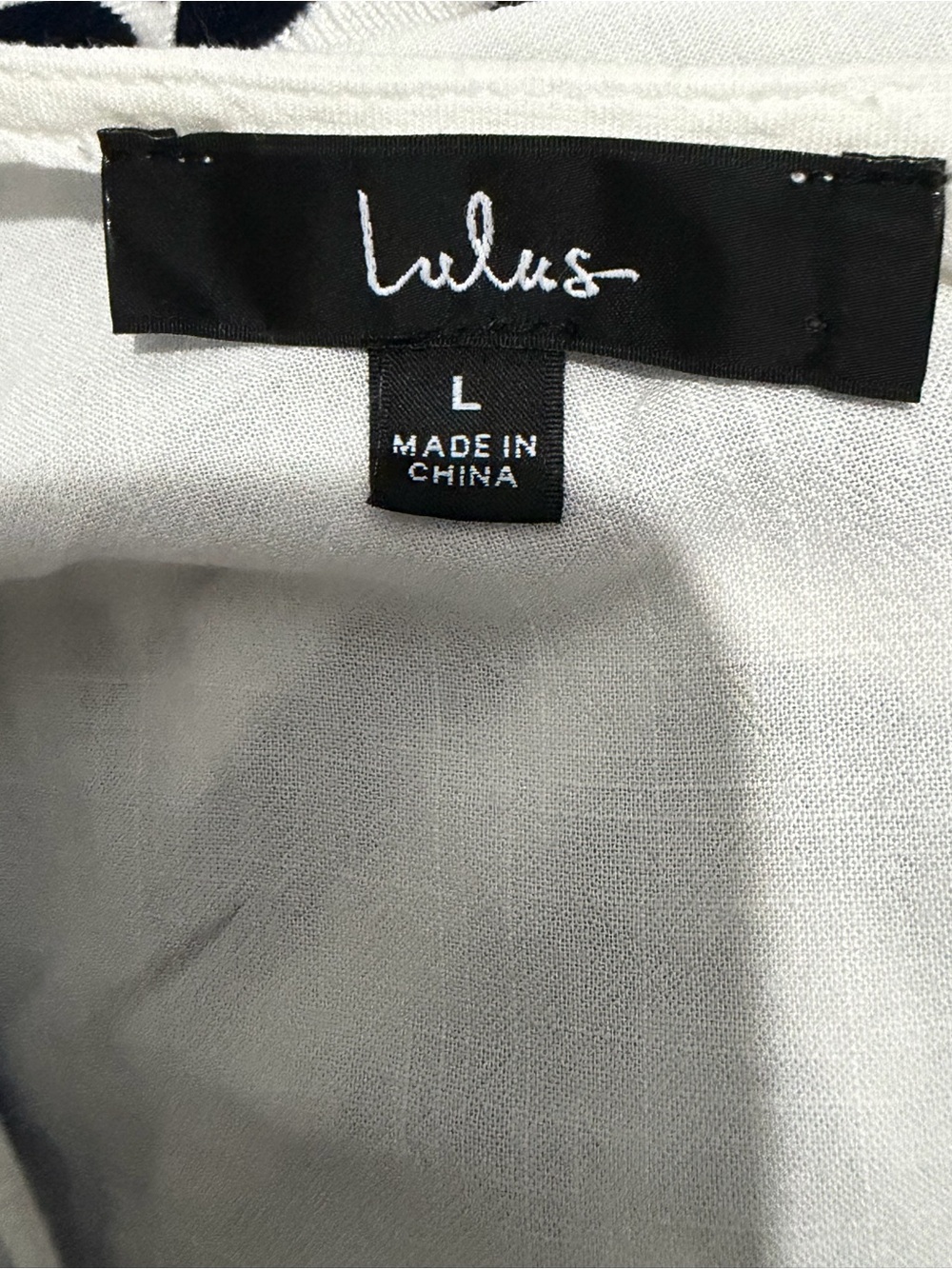 Lulu's White Mini Dress with Blue Embroidered Trim - Gone to Greece size large - Picture 7 of 7